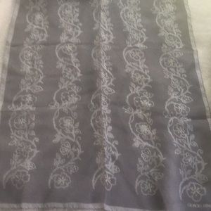Grey silk chiffon floral long scarf